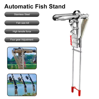 Fishing Rod Ground Holder Base Downhill Automatic Cane Support Stand Fish Pole Folding Holder Suitable Lakes Pond River Stream