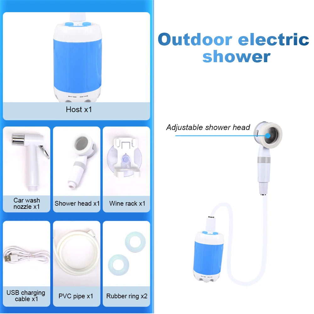 Portable Outdoor Shower Set Handheld Shower Head Adjustable Flow Camping Shower for Hiking Backpacking Beach Traveling