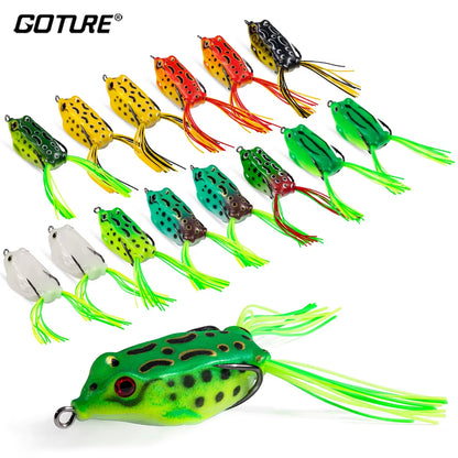 10/15Pcs Topwater Wobblers Fishing Lures Kit Popping Soft Bait Frog Type Lures for Bass Saltwater Freshwater Fishing