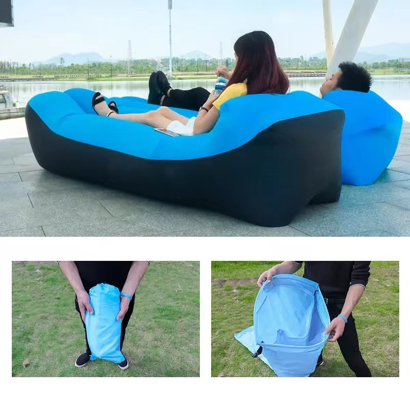 Trend Outdoor Products Fast Infaltable Air Sofa Bed Good Quality Sleeping Bag Inflatable Air Bag Lazy Bag Beach Sofa 240*70Cm